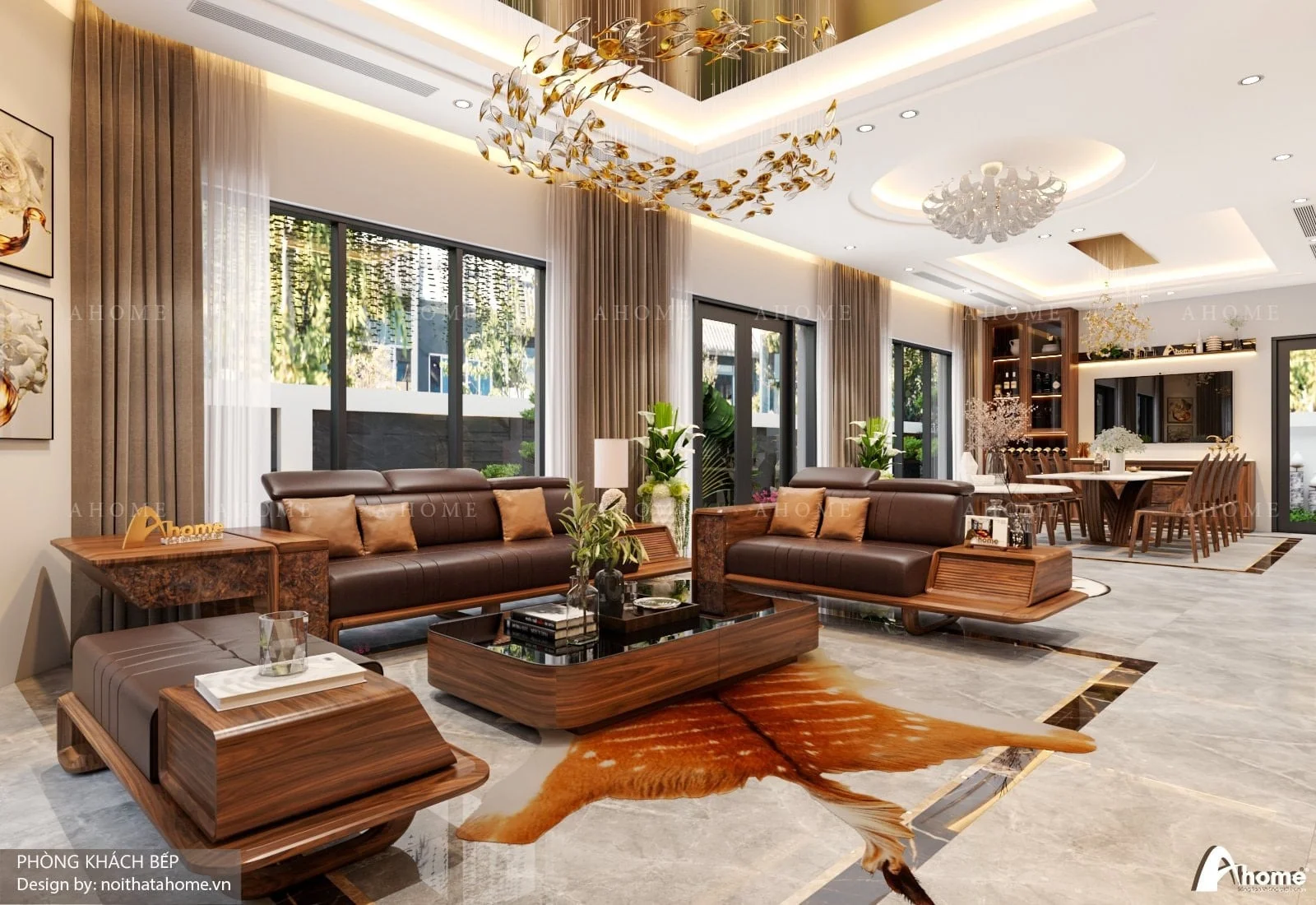Mẫu đèn độc đáo và ấn tượng tại thiết kế phòng khách Ahome