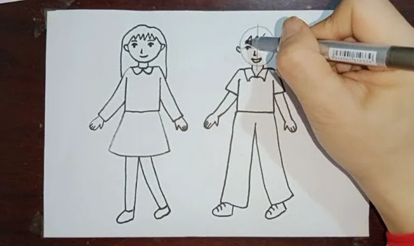 Thêm chi tiết khuôn mặt và tóc
