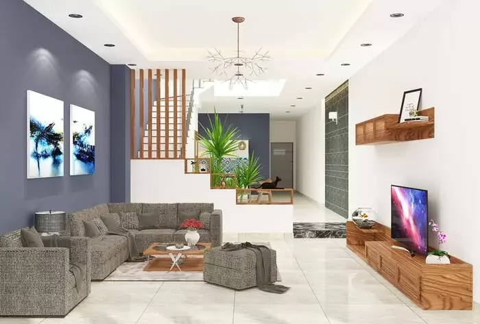 50+ Mẫu trần thạch cao phòng khách nhà ống đẹp, hiện đại nhất 2025