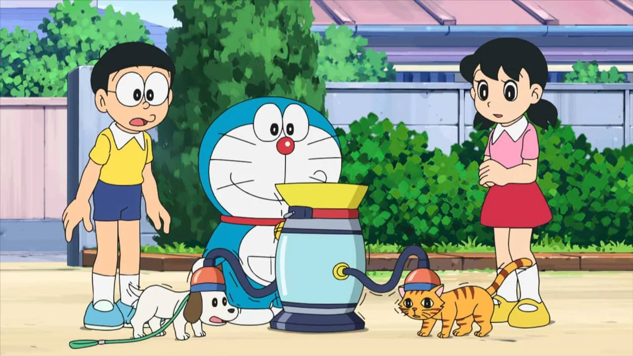 Hình nền đt Doraemon cùng Nobita và bạn bè ngoài trời