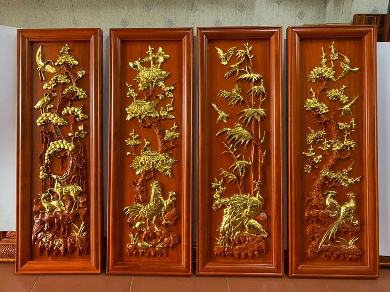 Tranh gỗ tứ quý Tùng Cúc Trúc Mai (2)