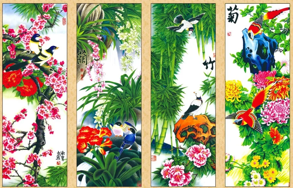 Tranh tứ quý khắc hoạ các đức tính cao quý của người quân tử dù ở thời đại nào cũng cần có.