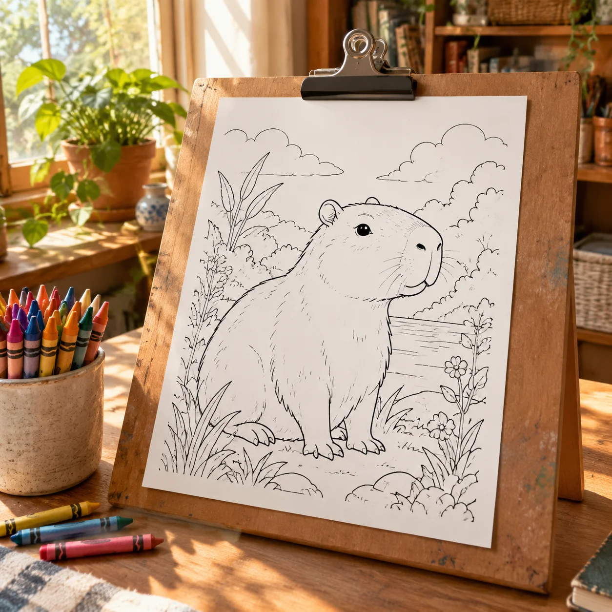 tranh tô màu capybara: gợi ý số 22
