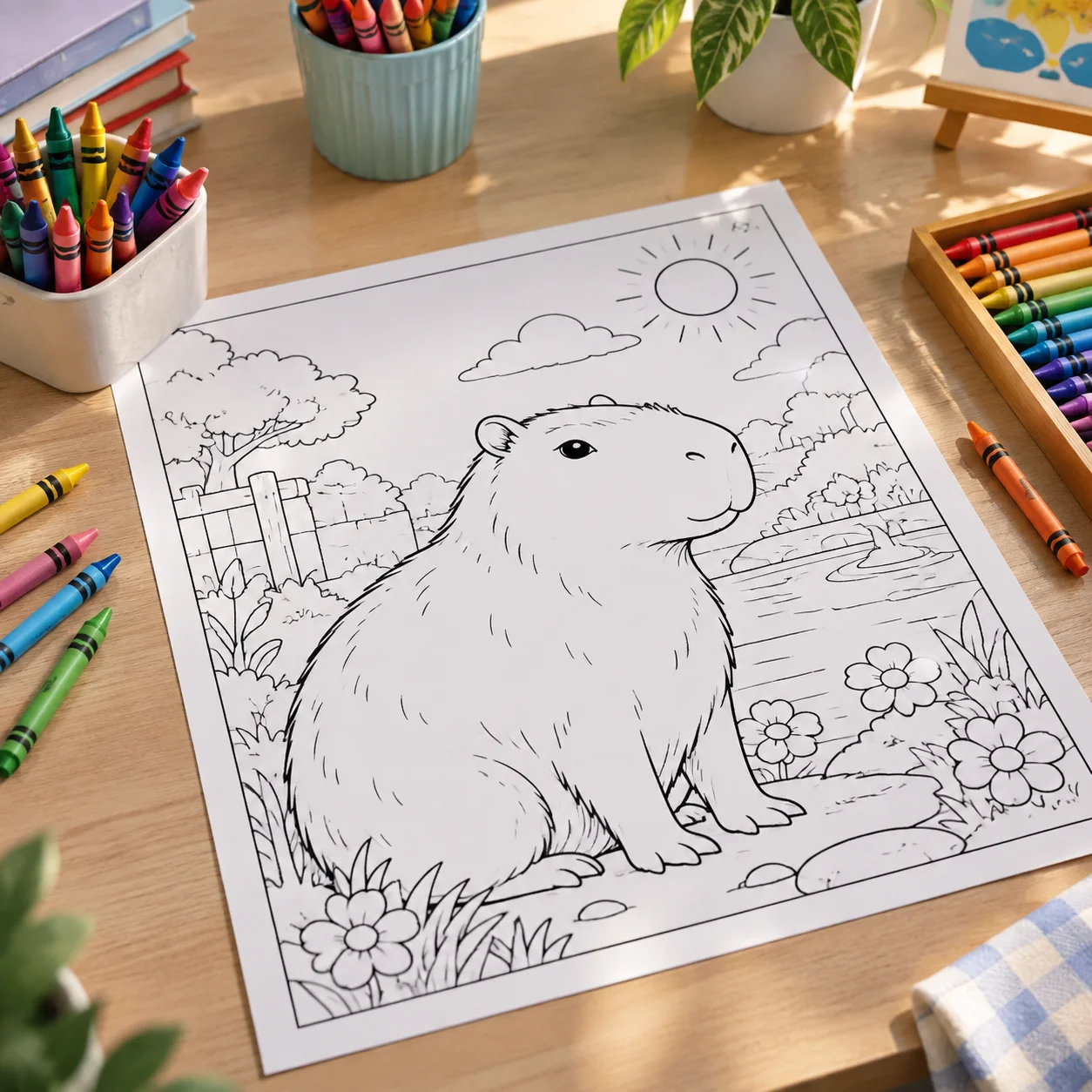 Ảnh 26 minh hoạ tranh tô màu capybara