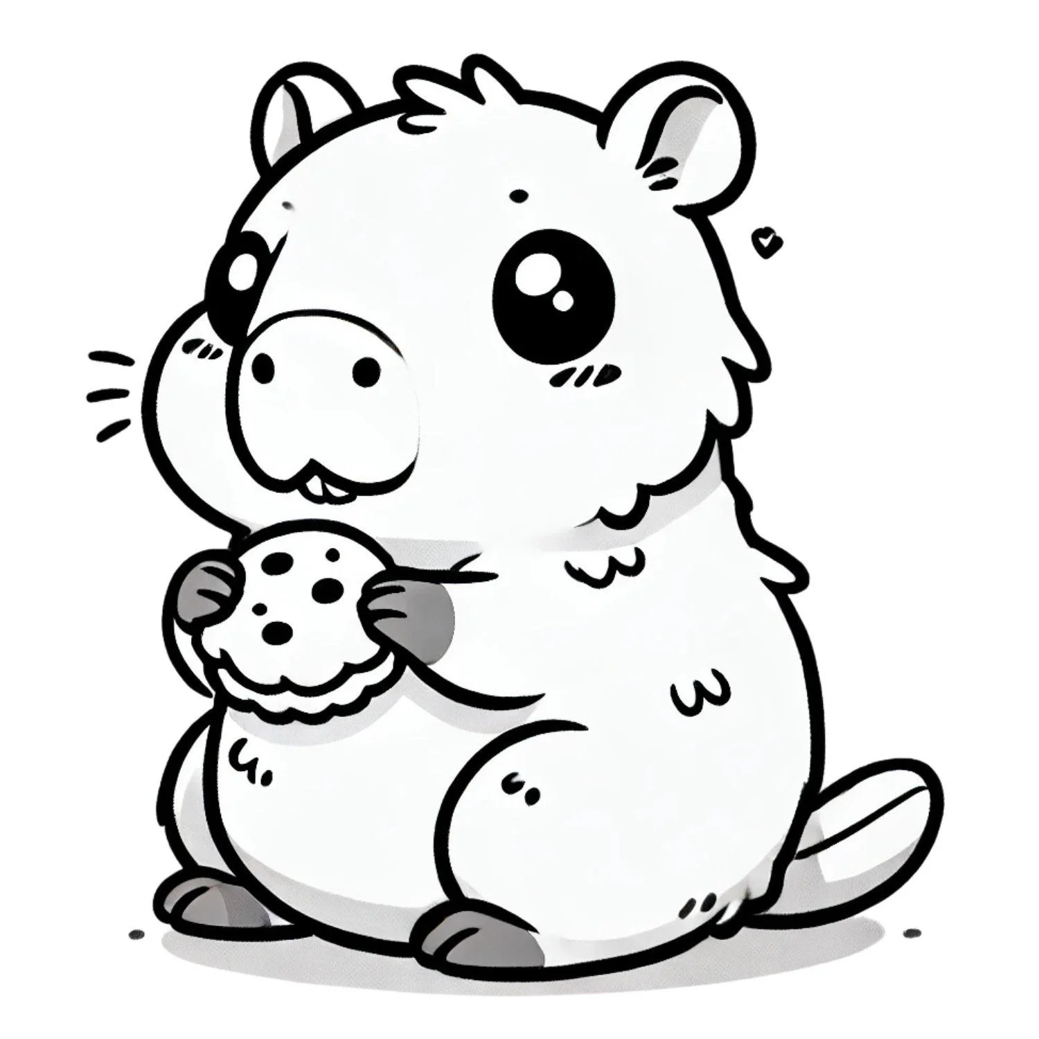 Tranh tô màu capybara đáng yêu ôm một bông hoa lớn