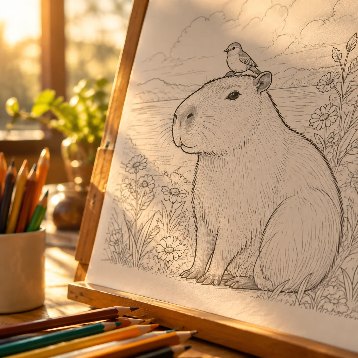 tranh tô màu capybara — ảnh 25