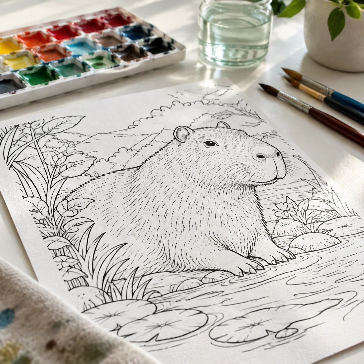 Mẫu tranh tô màu capybara thứ 23