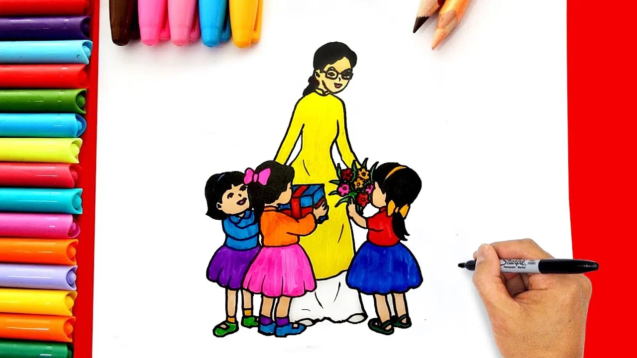 Vẽ tranh ngày nhà giáo Việt Nam 20-11 đơn giản mà đẹp