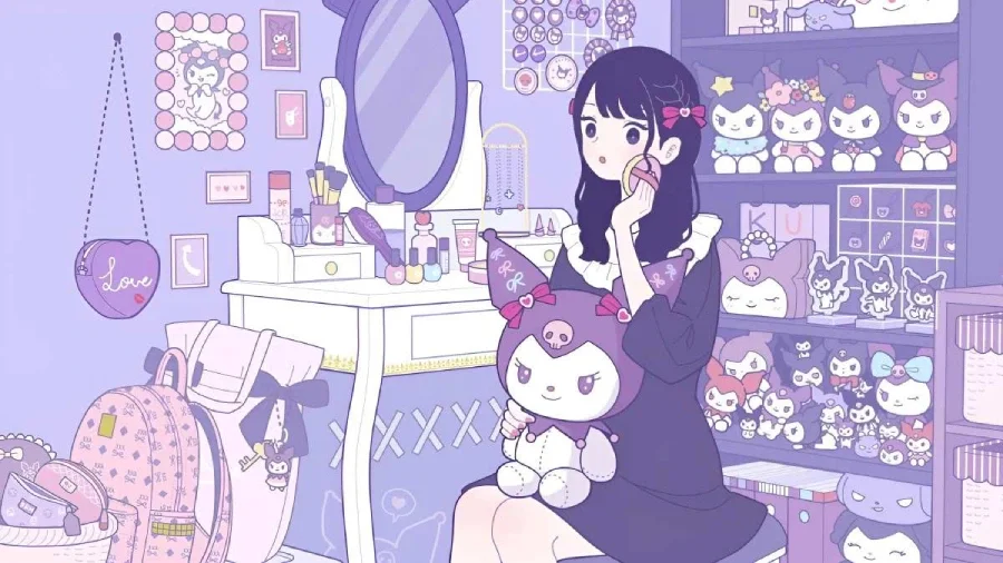 Hình nền máy tính Anime màu tím 3