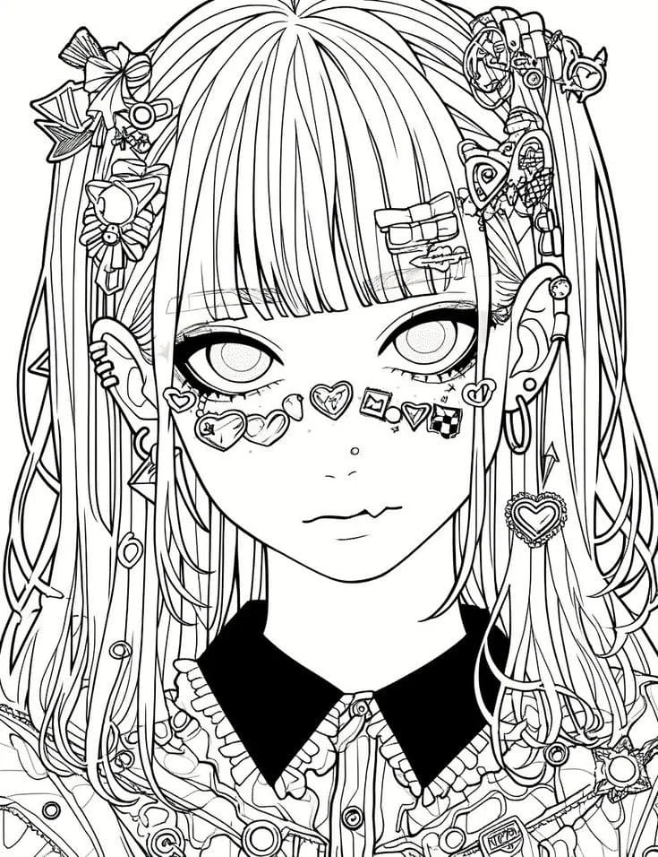 Tô màu Hình Ảnh Anime Girl Ngầu - Trang Tô Màu Cho Bé