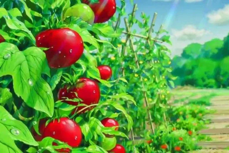 Cà chua đỏ chín trên cây xanh tươi, hình ảnh thiên nhiên đẹp ngầu