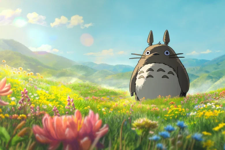 Totoro giữa cánh đồng hoa trong hình ảnh đẹp ngầu