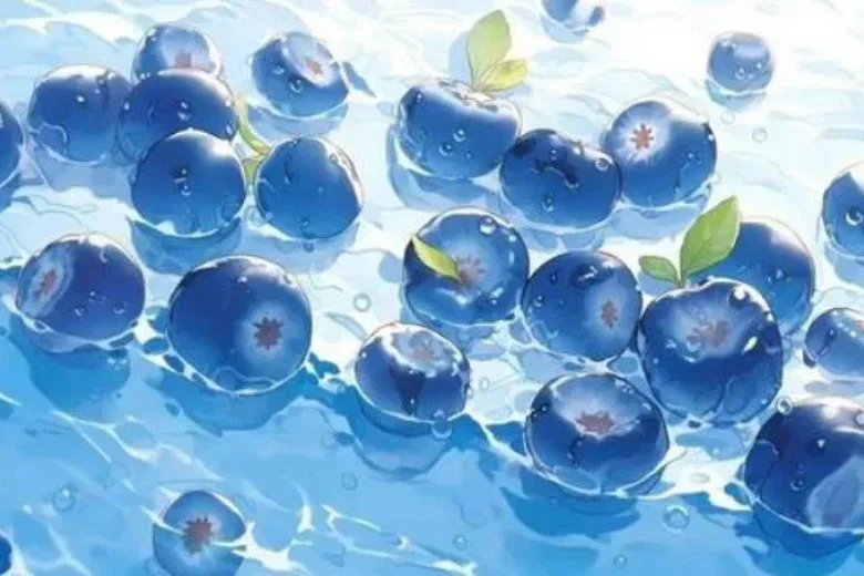 Blueberry tươi trong nước với hiệu ứng văng nước, hình ảnh đẹp ngầu