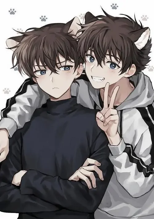 Hình ảnh minh họa cho khái niệm sẽ gầy anime với hai nhân vật nam tai mèo dễ thương.