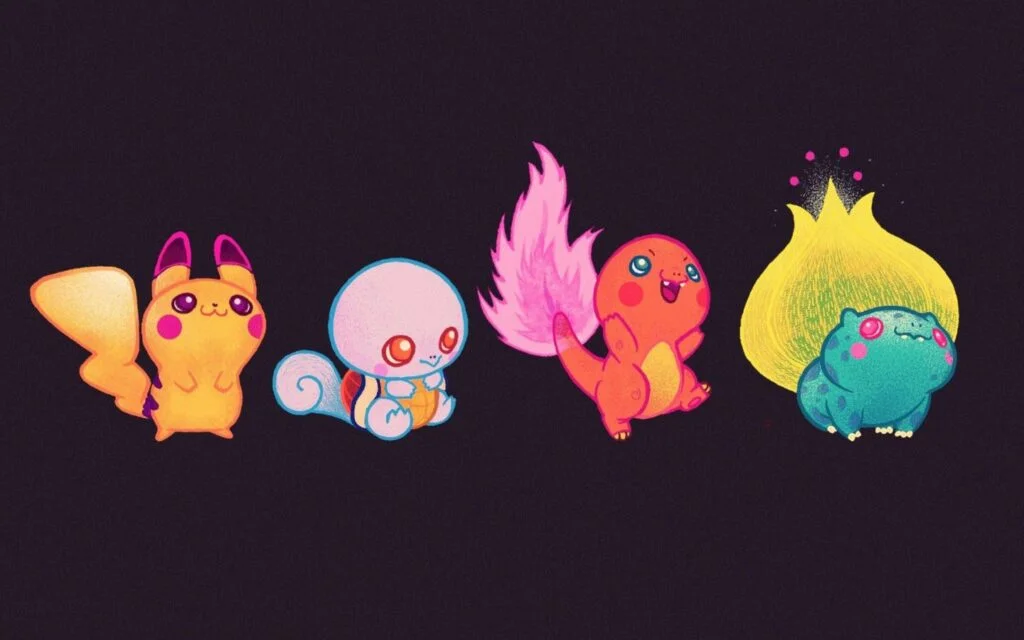 Hình nền dàn Pokémon chibi rực rỡ siêu đáng yêu.