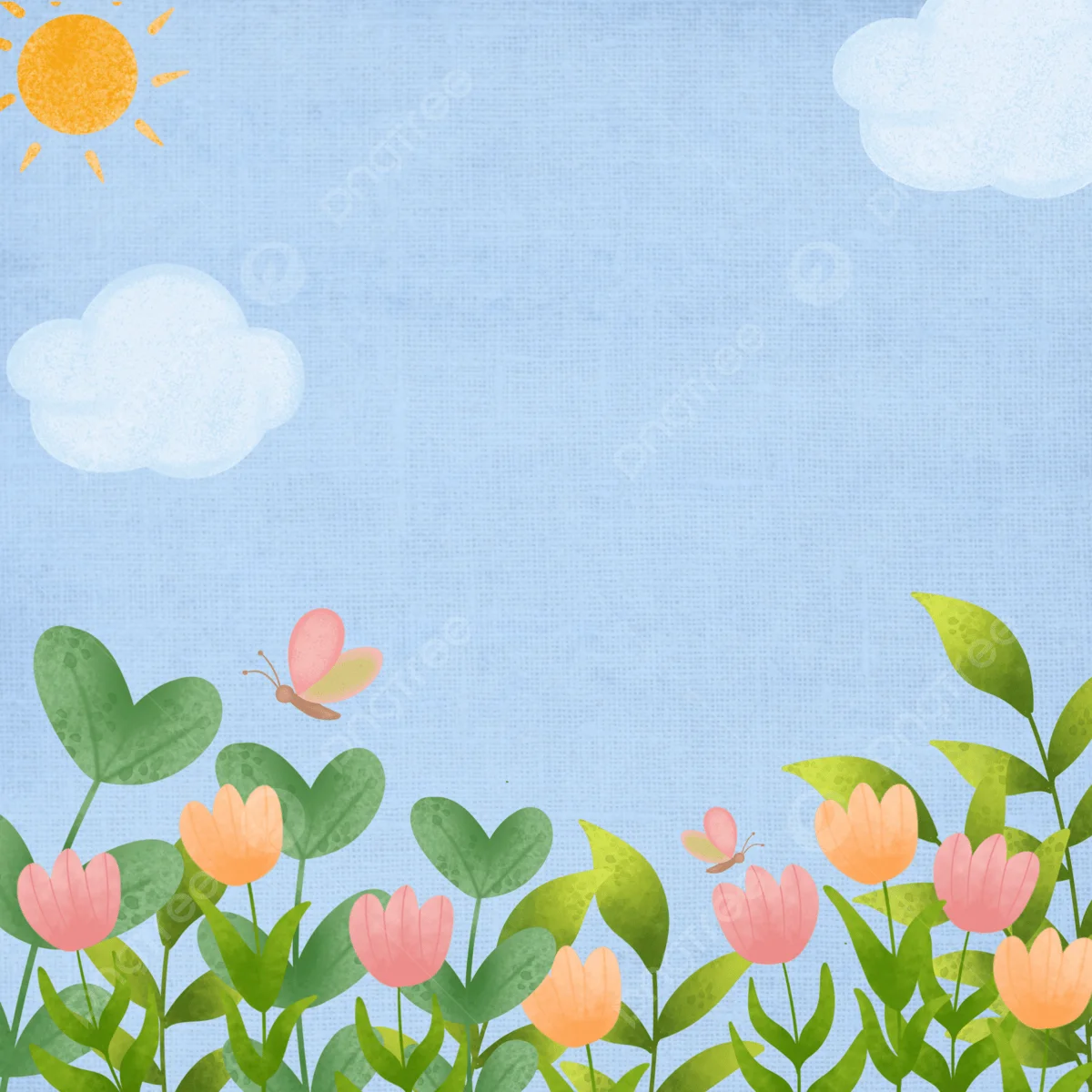 Hình nền Nền Hoa Tulip đầy Màu Sắc Trong Vườn Với Bầu Trời Xanh Và Mây Bút Chì Màu Hình Bướm, Hoa, Vườn, Hoa Tulip Background Vector để tải xuống miễn phí -