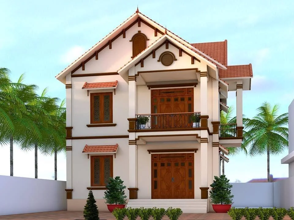 Nhà 2 tầng mái thái truyền thống