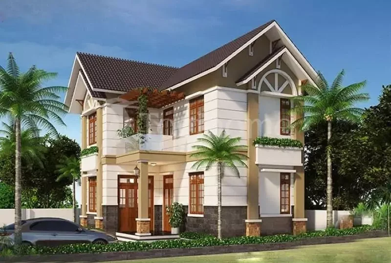 Mẫu nhà 2 tầng đơn giản chữ L