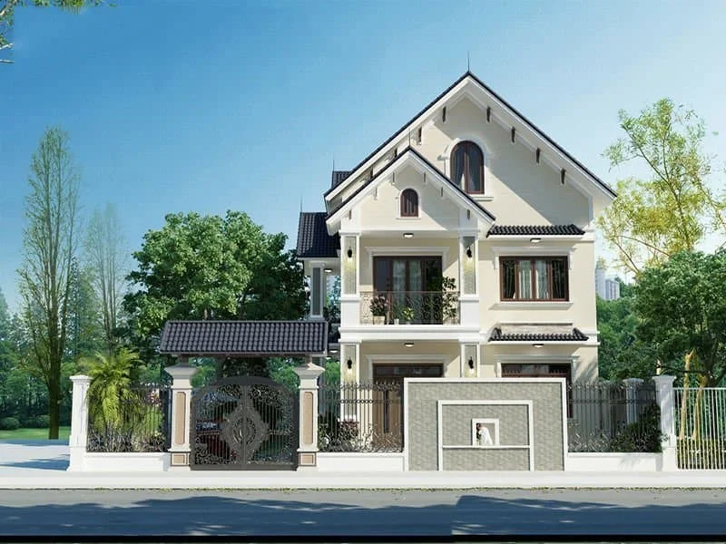 Mẫu nhà 2 tầng mái thái có gác lửng