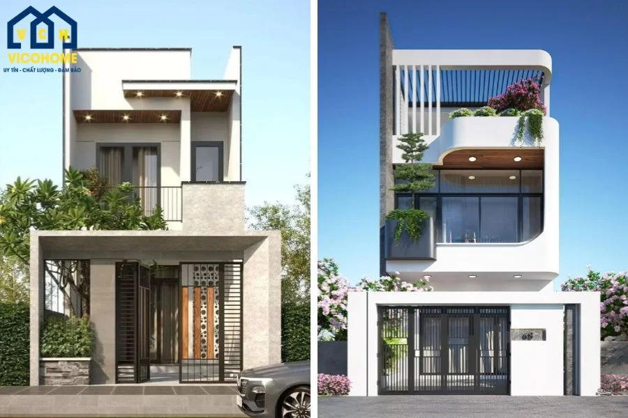 Mẫu nhà 2 tầng đẹp thiết kế ống hiện đại