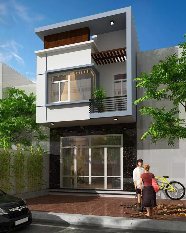 Mẫu nhà 2 tầng đẹp mặt tiền phố
