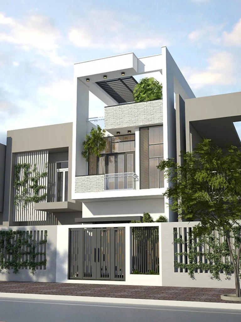 Mẫu nhà 2 tầng đẹp hiện đại với ban công rộng