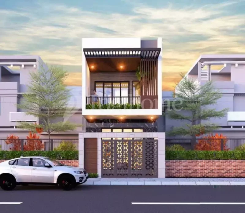 Mẫu nhà 2 tầng hiện đại dạng ống