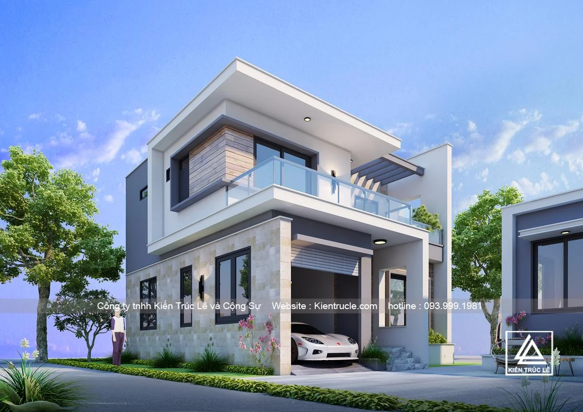 Mẫu Thiết Kế Nhà 2 Tầng Mái Bằng Hiện Đại Đẹp - Kiến Trúc Lê