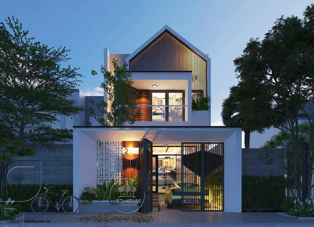 Xây nhà ống 2 tầng giá rẻ hiện đại tại Lagi, Bình Thuận