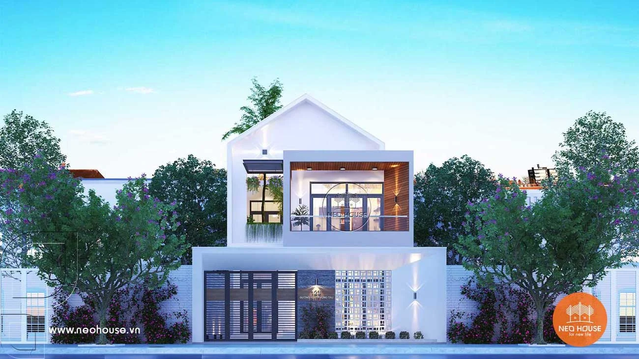 Mẫu nhà 2 tầng đẹp phong cách hiện đại với thiết kế mặt tiền ấn tượng