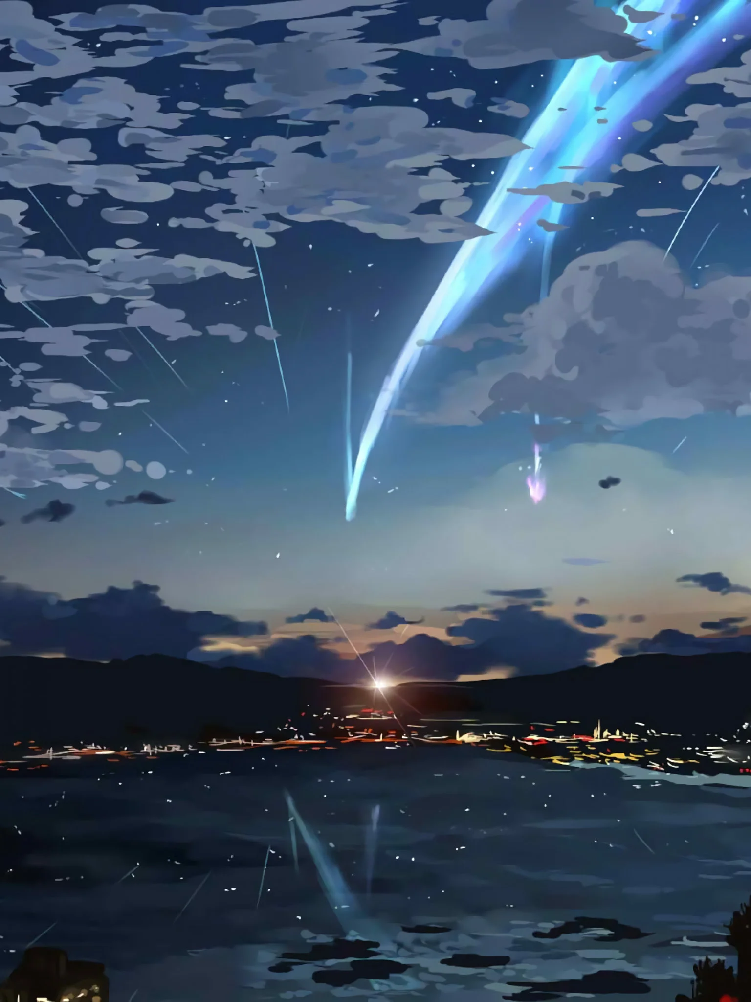 hình nền đt đẹp với phong cảnh bầu trời sao chổi lãng mạn phong cách anime