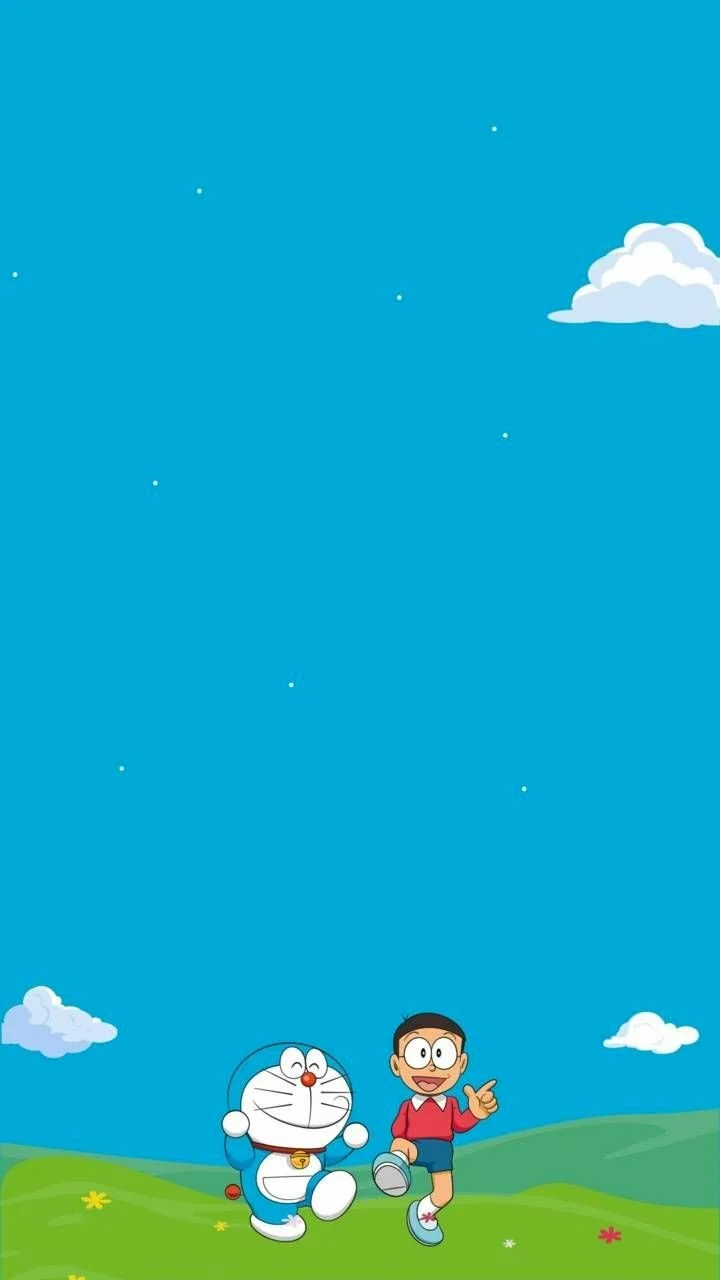 Hình nền điện thoại Doraemon và Nobita hoạt hình vui nhộn