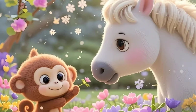 Hình ngựa 3D chibi dễ thương cho máy tính