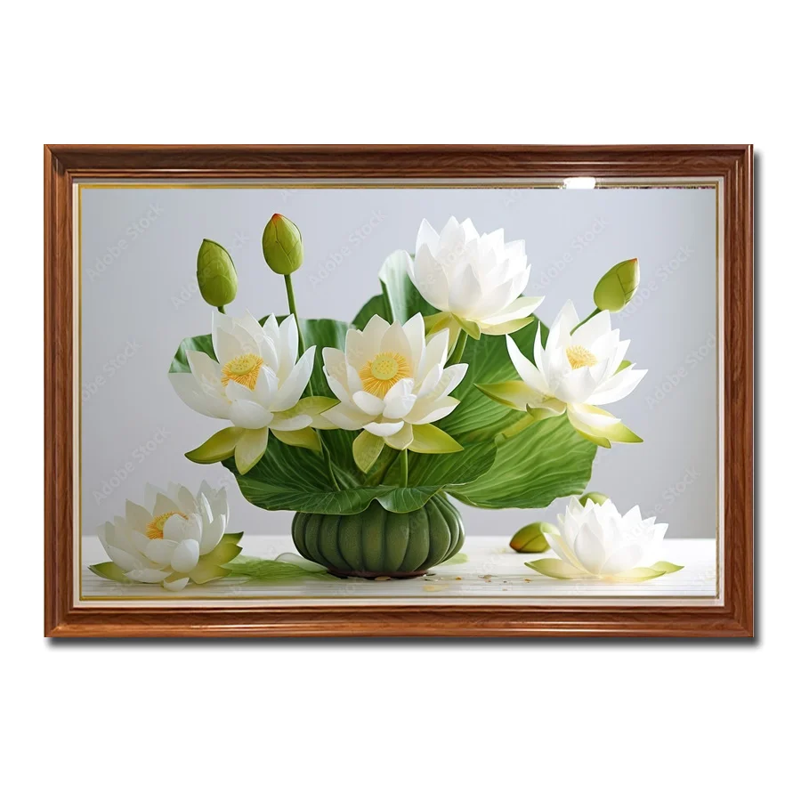 tranh treo tường hoa sen trắng