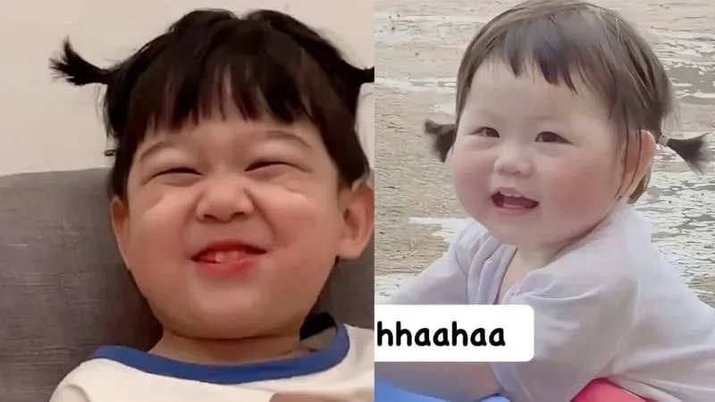 Hình meme em bé cười đáng yêu.