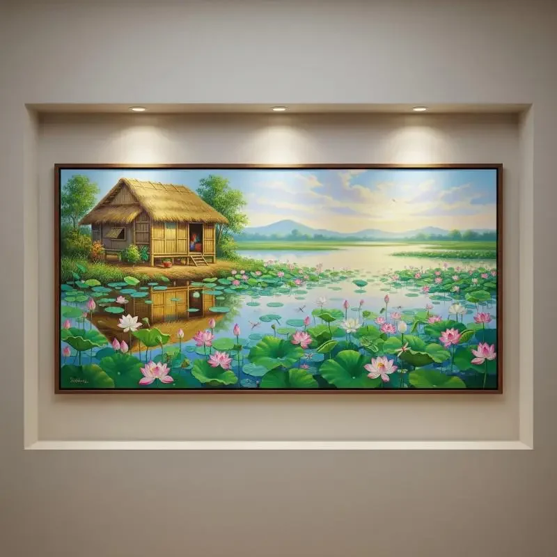 Tranh làng quê đầm sen