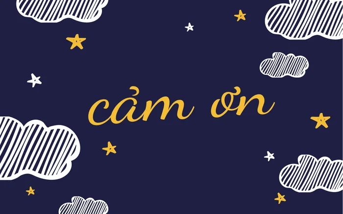 Ảnh cảm ơn với thiết kế dễ thương hình bầu trời đêm và các ngôi sao